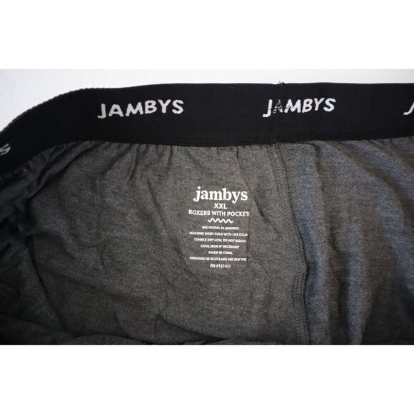 Jambys Unisex Sz 2XL Gray/Black Soft Breathable Boxer Shorts w/Pockets - Picture 3 of 9